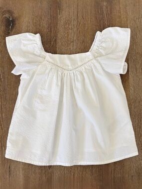 Janie and Jack NWOT Flutter Sleeve Cotton Seersucker White Top Sz: 4T| Summer